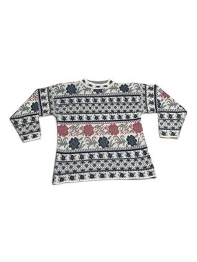 Nuggets Vintage Floral Patterned Acrylic Sweater Size Small
